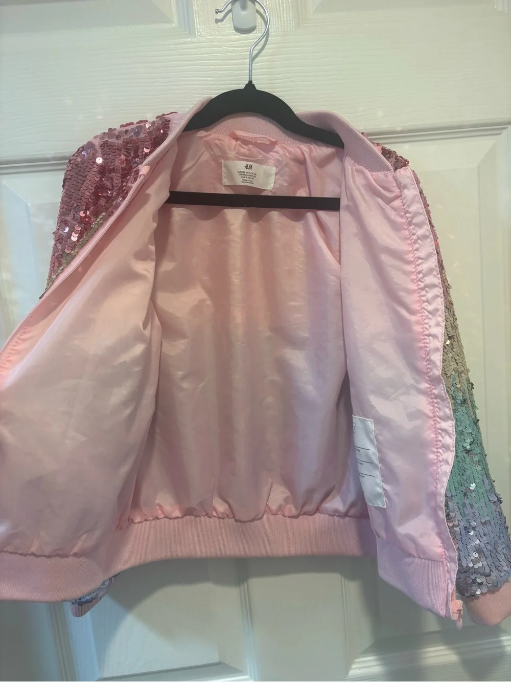 H&M size 7 Kids Pink Sequin Ombre Jacket